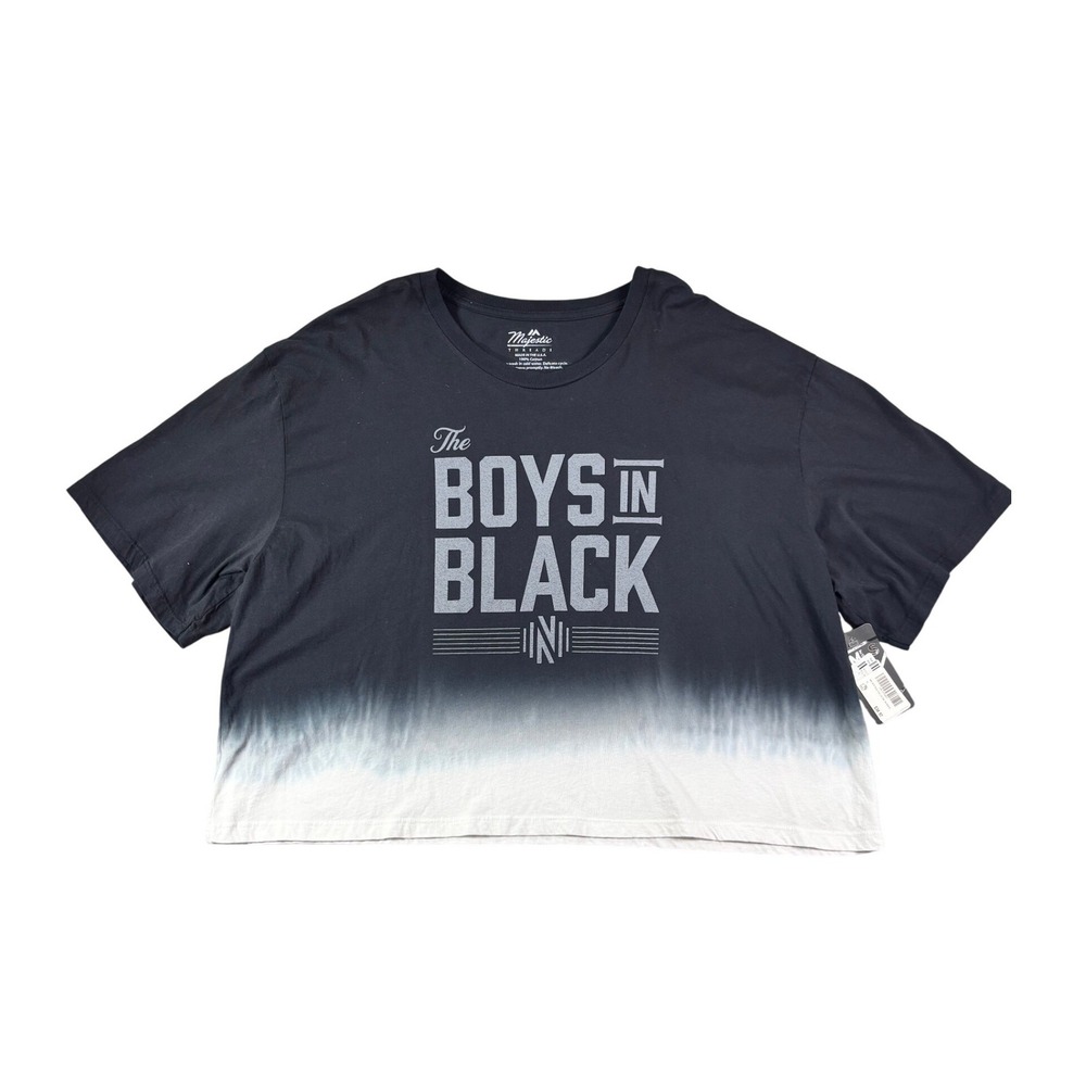 Majestic Threads Nashville SC The Boys In Black Dip Dye Crop Tee Shirt XL NWT